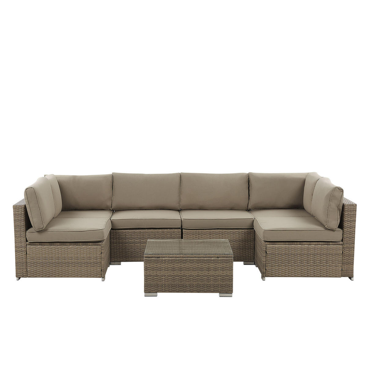 LOUNGE SET 6-Sitzer modular Braun Auflagen braun Belvedere - Braun, Kunststoff - Beliani