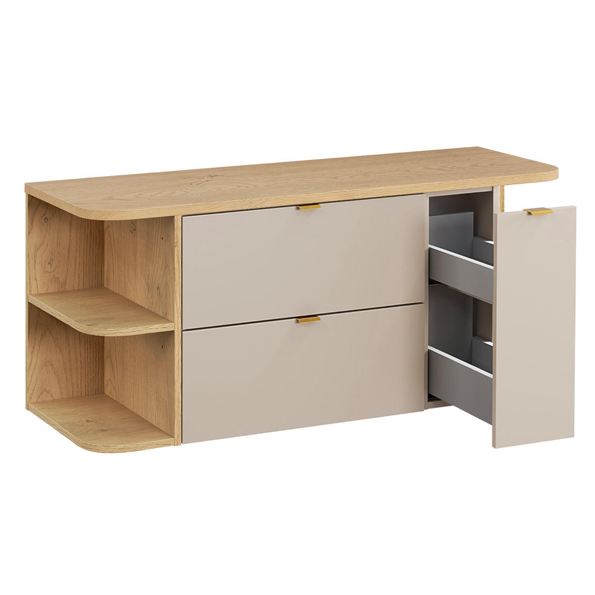 Thumbnail - Badmöbel, Beige, Holzwerkstoff, 120.4x52x46 cm, Badezimmer, Badmöbelsets & Badmöbelserien, Badmöbel-Sets