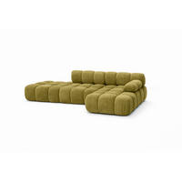 ECKSOFA L-Form Modular Mit Hocker, Veloursstoff Salvador, Olive, Rechts, Selia - Olivgrün, Holz (285/160cm) - Kaiser Möbel