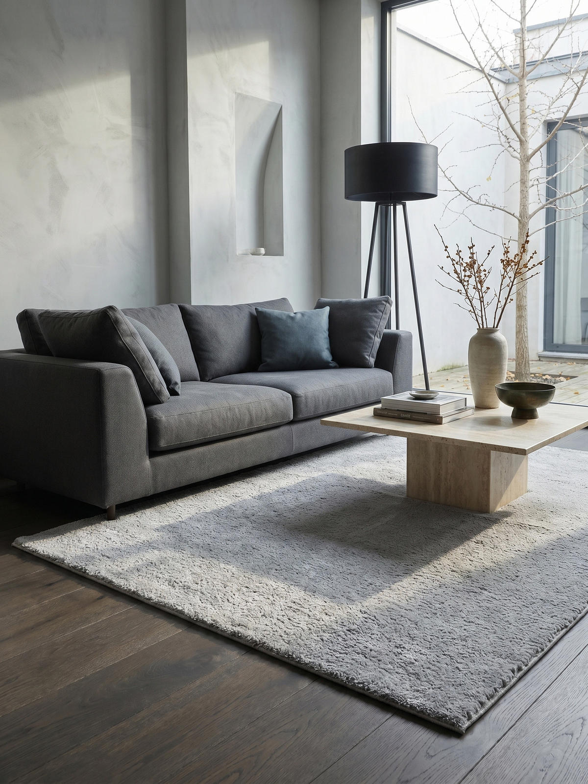 KURZFLORTEPPICH Antirutsch Uni RUTOR Polyester Grau 120 x 160 cm - Grau, Textil (120/160cm) - KADIMA DESIGN