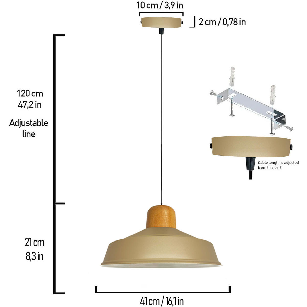 PENDELLEUCHTE Asletl 40/30 cm - Beige, Metall (30/40/20cm) - Bamyum
