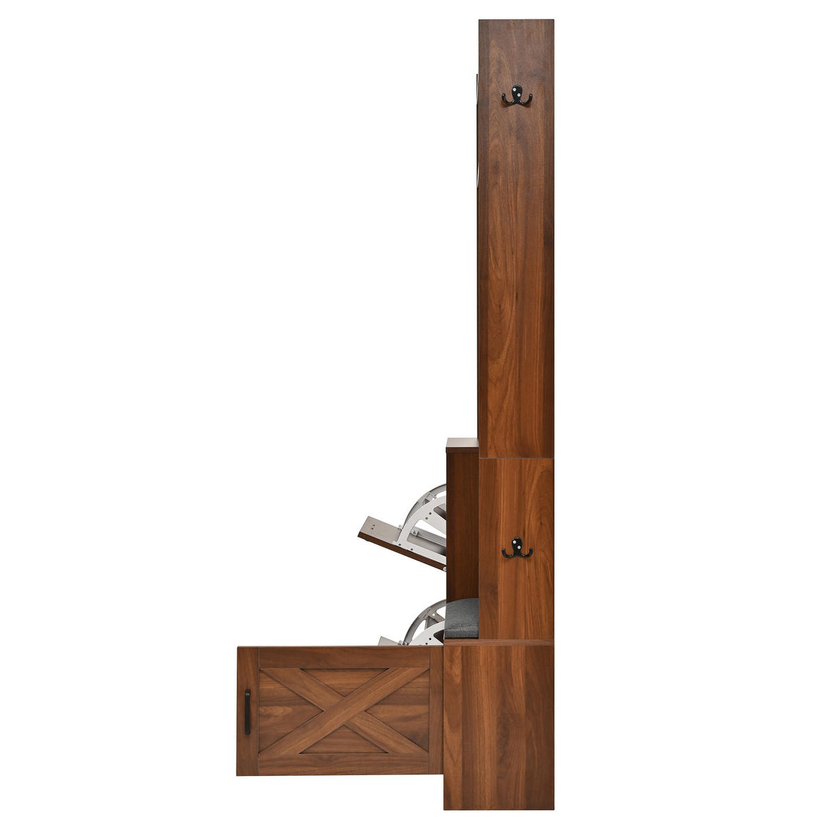 GARDEROBE Schuhschrank Spiegel LED App PB MDF - Walnussfarben, Holzwerkstoff (100/180/25cm) - FLIEKS