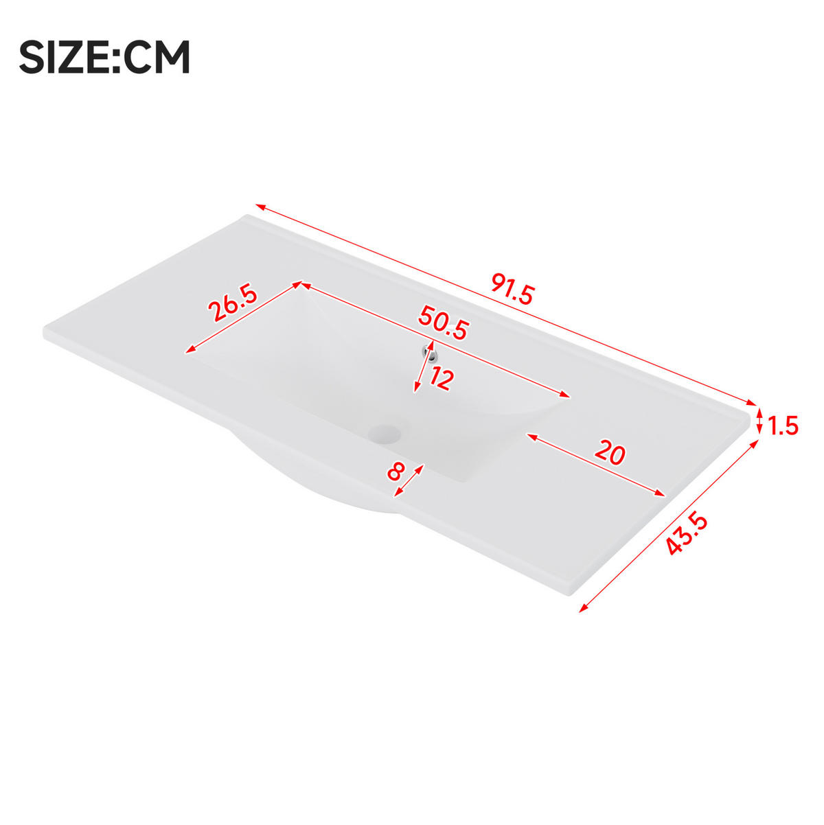 WASCHTISCHKOMBI 91,5/46,5/50,5 cm in Weiß mit LED-Beleuchtung - Weiß, Holzwerkstoff (91/50.5/46.5cm) - Flora Grace