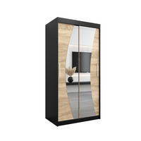 SCHWEBETÜRENSCHRANK 200/100/62 2-türig - Silberfarben/Schwarz, Holz/Kunststoff (100/200/62cm) - Abiks Möbel