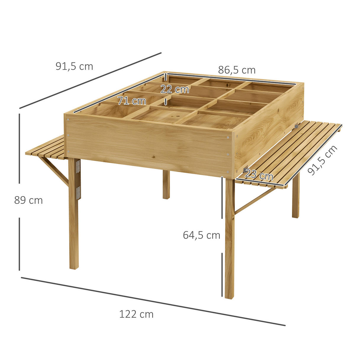 HOCHBEET, Naturholz, Tannenholz - Naturfarben, Holz (91.5/89/122cm) - Outsunny