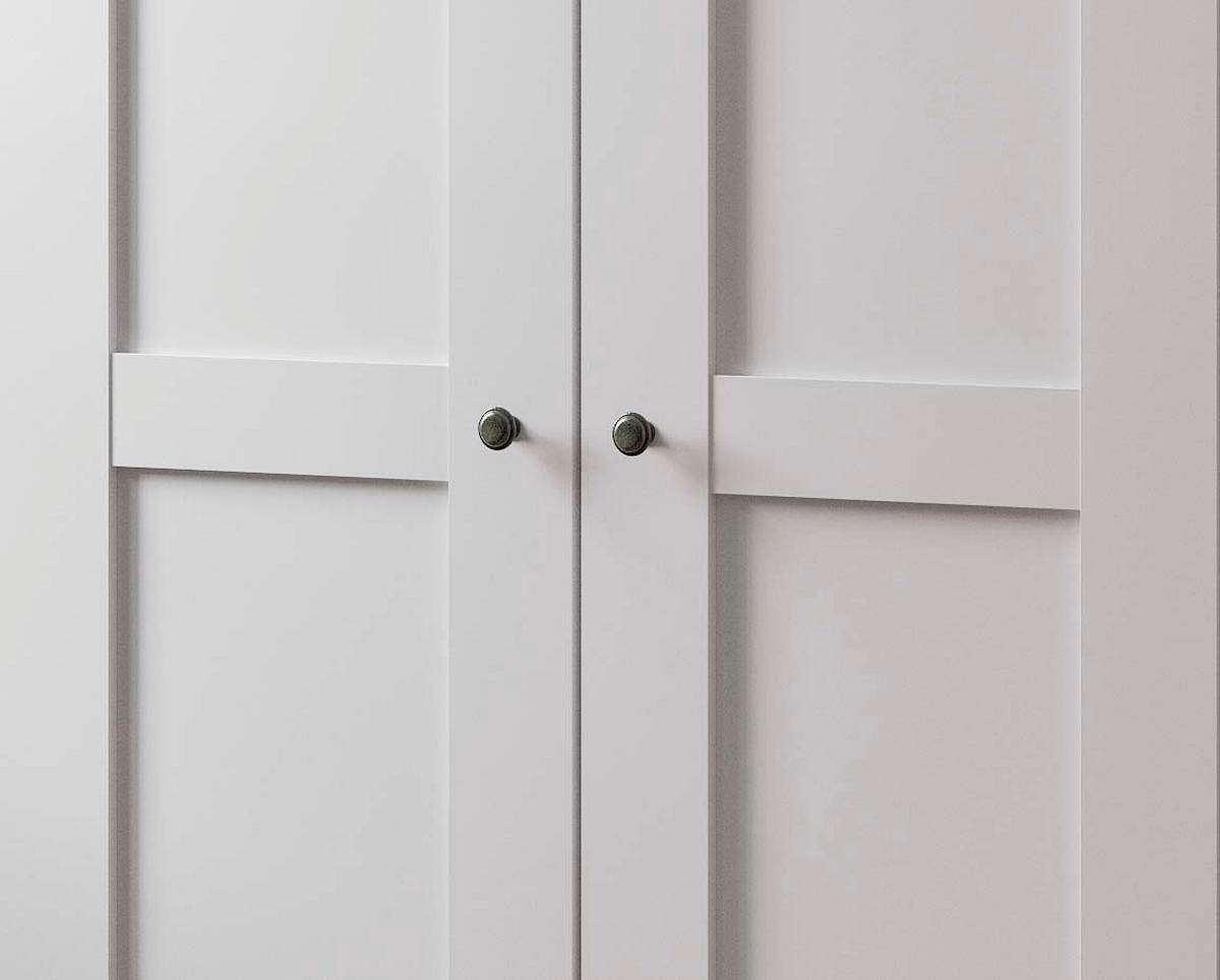 SCHLAFZIMMER Greenholm in Weiß 4 teilig mit Kleiderschrank 250cm Breite ohne Spiegel, Doppelbett 180x200cm, zwei Nachttisch - Weiß, Holzwerkstoff (80/200/120cm)