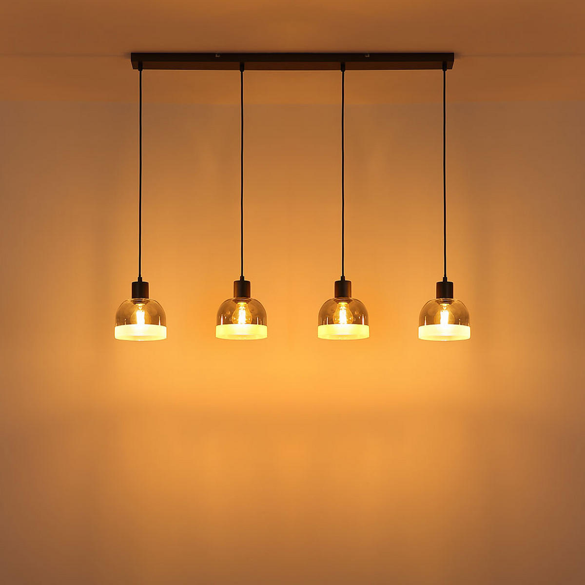 HÄNGELEUCHTE KAIRO - Schwarz, Glas (105/15/120cm) - Globo Lighting