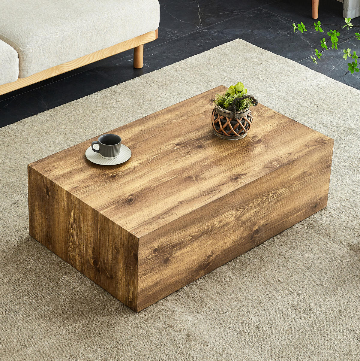 COUCHTISCH 90/50/30 cm aus MDF in Holzoptik ohne Montage - Kieferfarben, Holzwerkstoff (90/50/30cm) - OKMYHOME