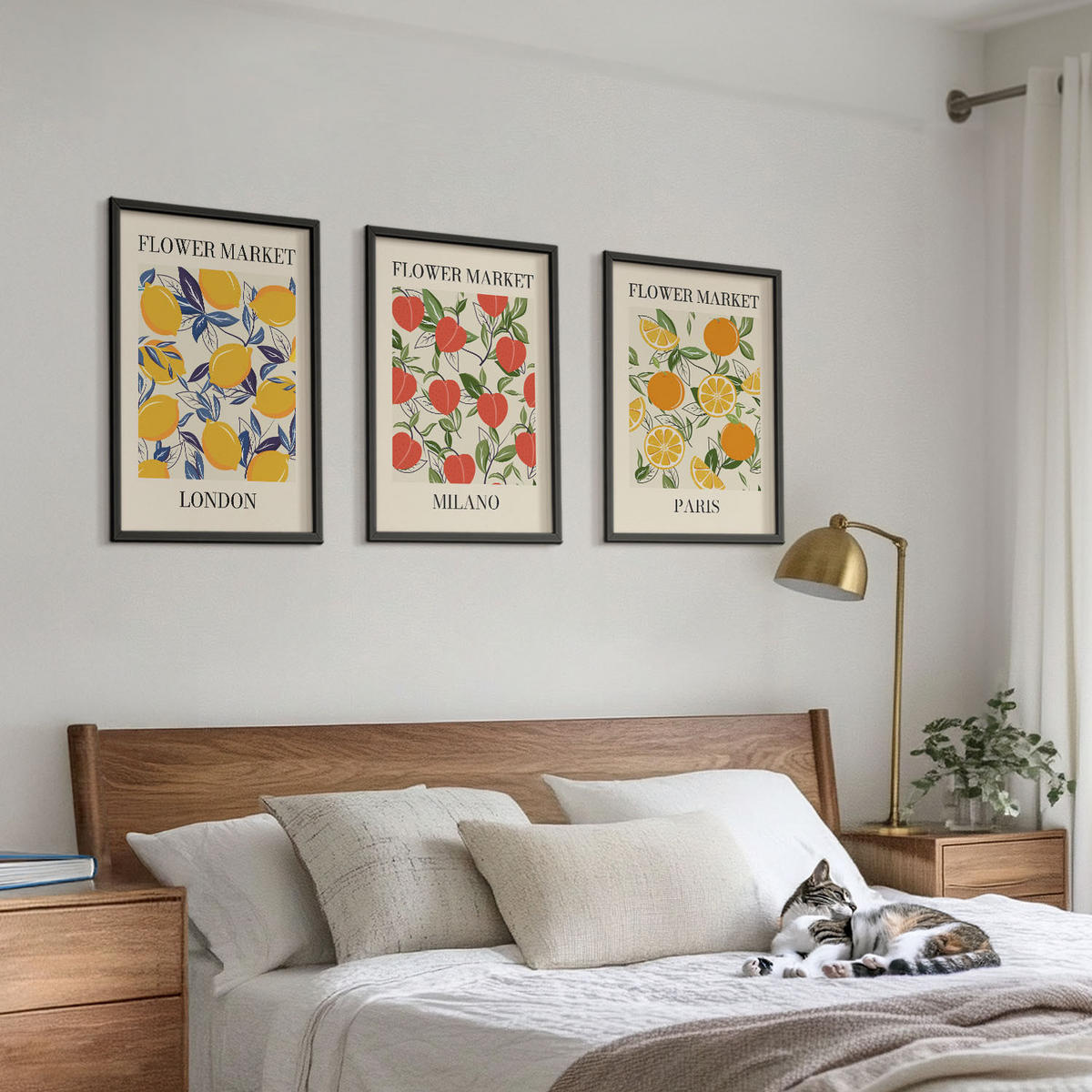 WANDBILDER 3er-Set - 40x60 cm Schwarzer Rahmen - Blumenplakate in Städten - Schwarz, Kunststoff (40/60cm) - ArtPrintCave