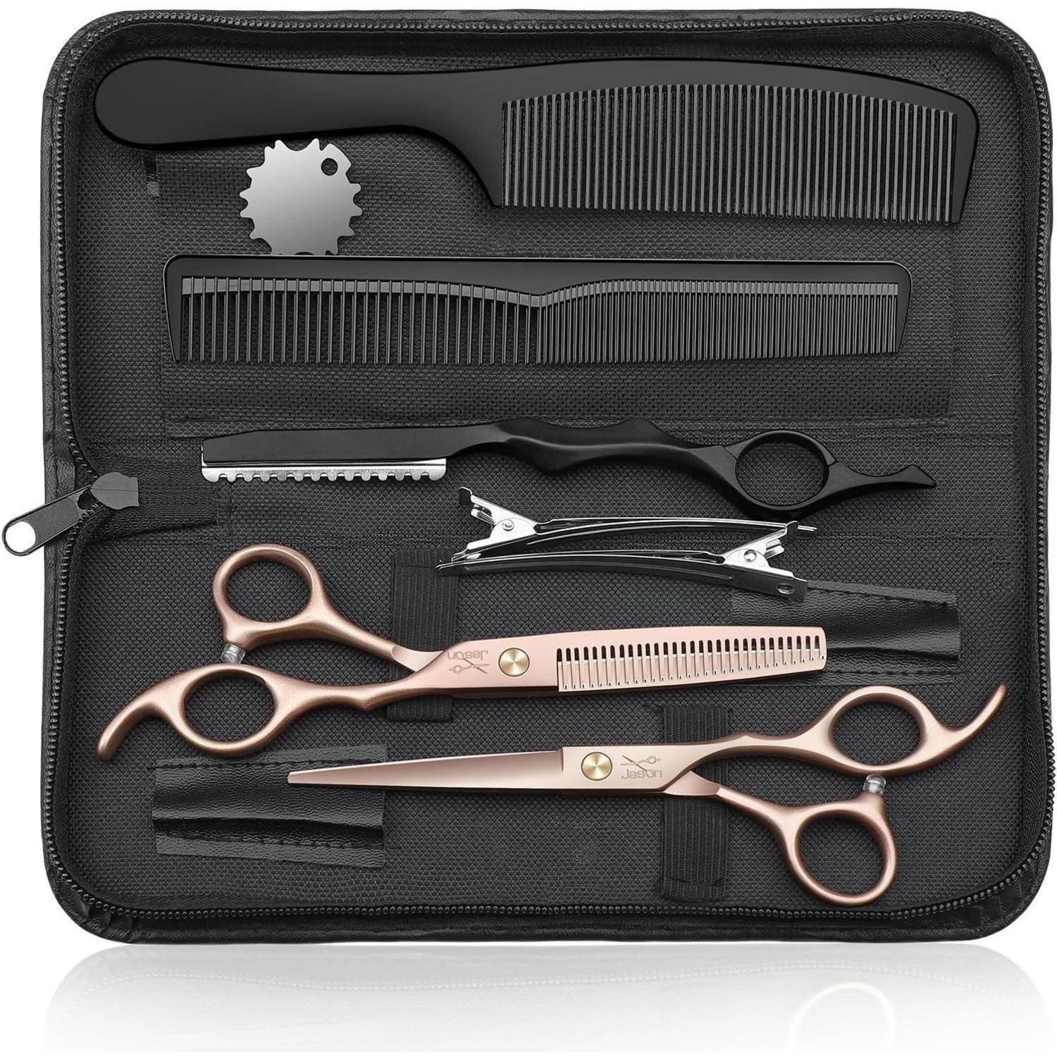 FRISEURSCHEREN Set mit Kochmesser Roségold + Schwarz - Rosa, Metall (17/5/20.5cm)