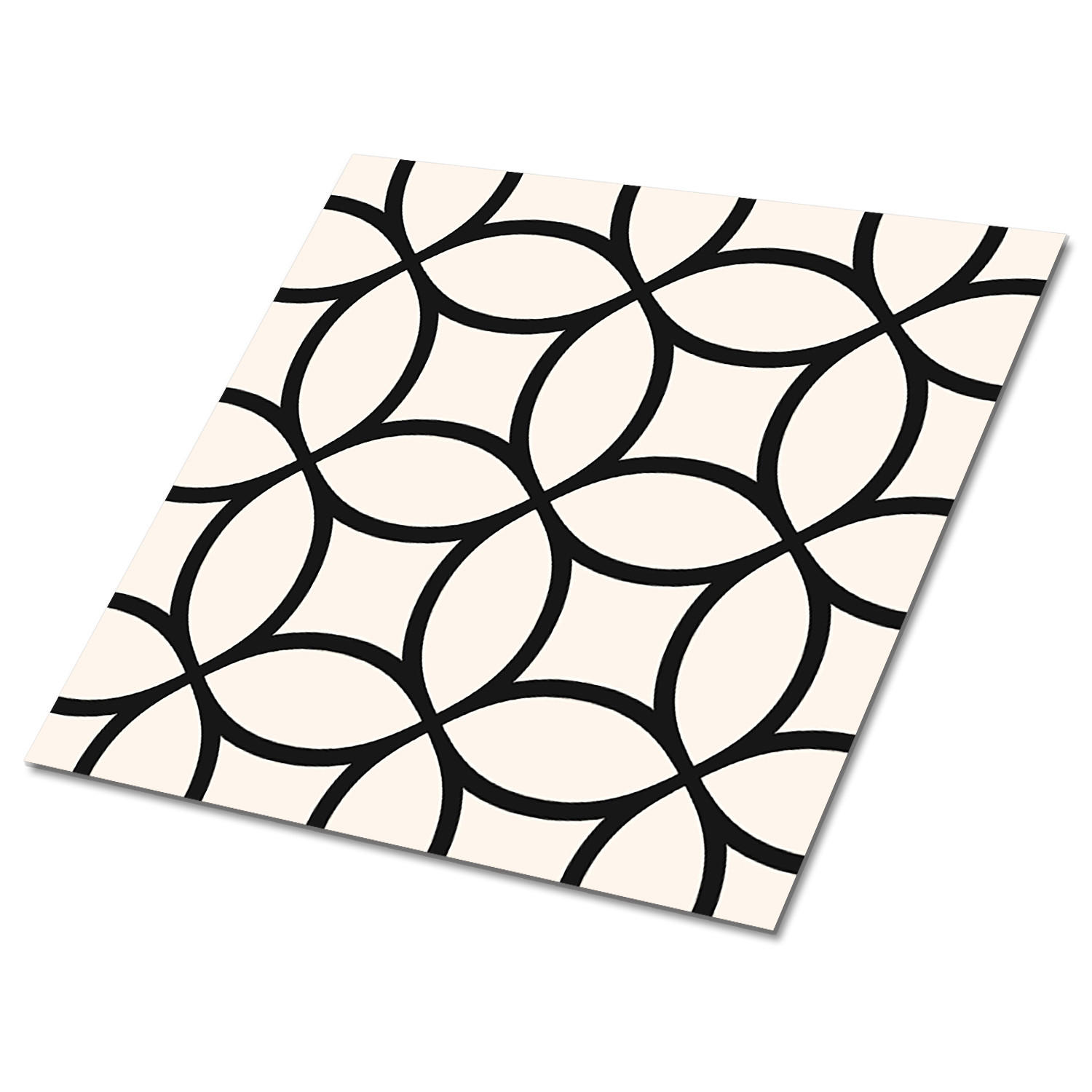 FLIESENAUFKLEBER 9 Stück 30x30 cm selbstklebend Geometrische Kreise - Schwarz, Textil (30/1.6/30cm) - TULUP