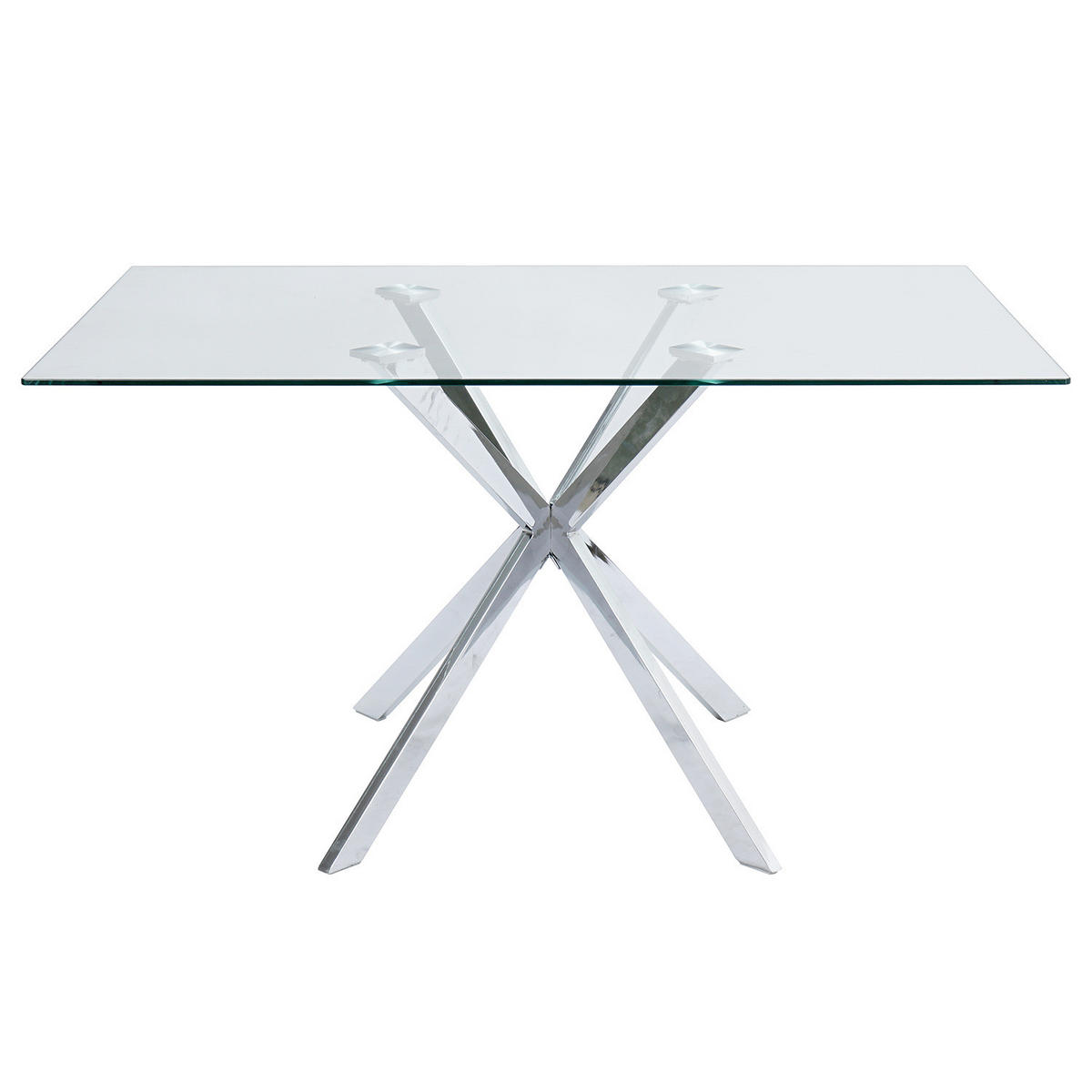 ESSTISCH - Glas / Stahl - Chrom - Chromfarben, Glas/Metall (86/140/75cm) - home24