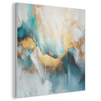 AKUSTIKBILD Abstrakt - Kunst - Gold - Blau Akustikpaneele 80x80 cm - Petrol, Kunststoff (80/80/0.9cm) - MuchoWow