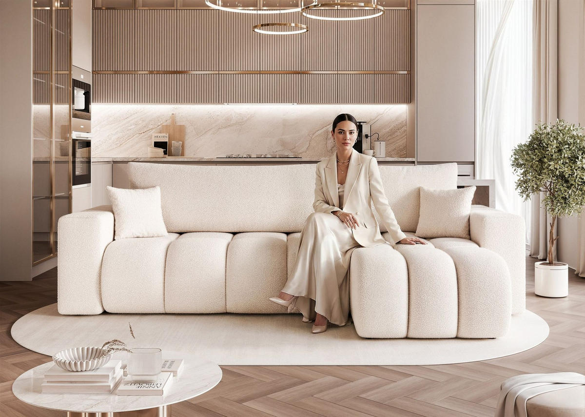 ECKSOFA Anabel Mit Schlaffunktion - Weiß, Holzwerkstoff/Textil (145/248cm) - Fun Möbel