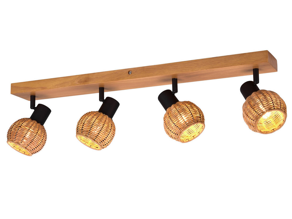 DECKENSTRAHLER Holz Breite 70cm, Lampenschirme Rattan - Naturfarben, Naturmaterialien/Holz (14/70/18cm) - meineWunschleuchte