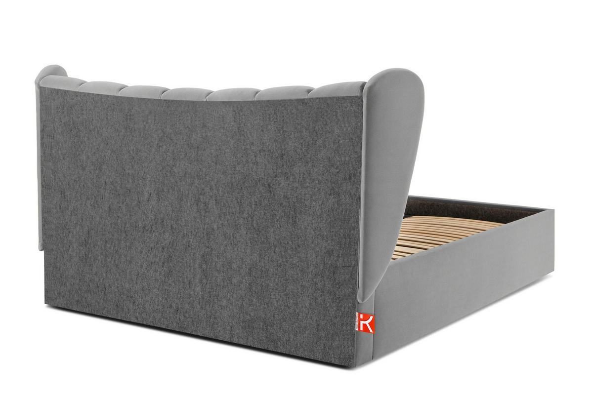 POLSTERBETT GIZO, Muschel-Design - Hellgrau/Schwarz, Holz/Holzwerkstoff (162/204cm) - KONSIMO®