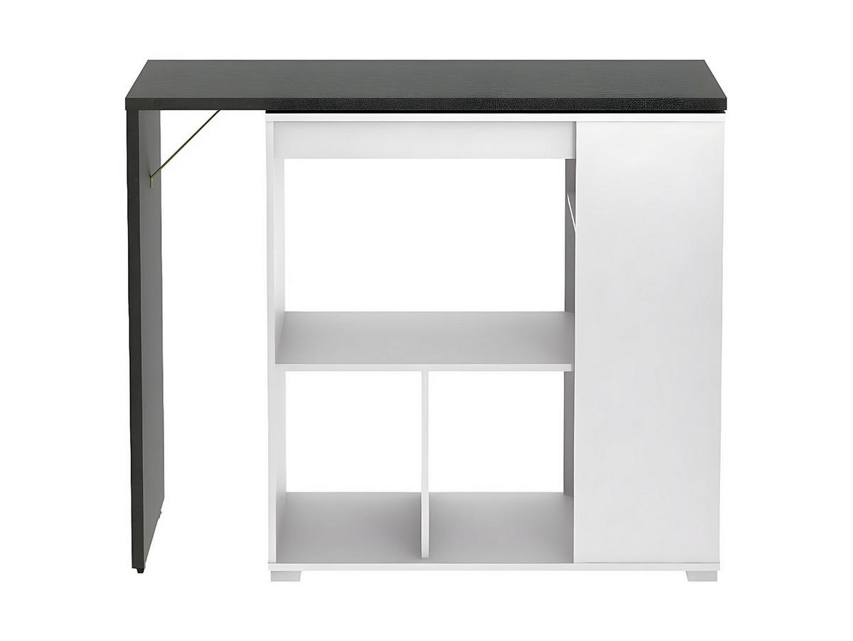 SPARSET Hausbar: Barmöbel SATURNE + 2 Barhocker CALAS - Weiß - Grau, Holz (172/100/45cm) - Vente-Unique