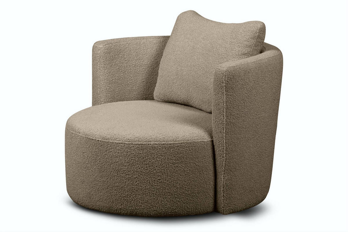 DREHSESSEL RAGGI 360° Drehfunktion mit inklusive dekorativem Kissen, Braun - Braun, Textil (92/75/94cm) - KONSIMO®