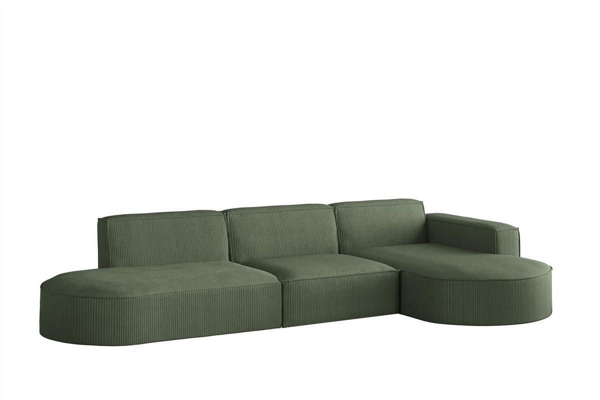ECKSOFA Palma In Scala - Grün, Holzwerkstoff/Textil (296/165cm) - Fun Möbel