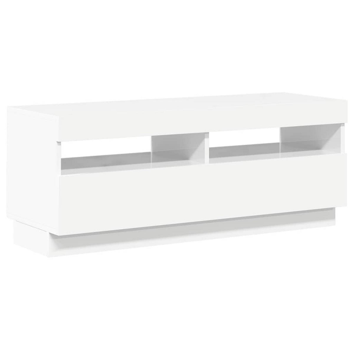 TV-SCHRANK Mit Led-Leuchten Hochglanz-Weiß 100/35/40 Cm - Weiß, Holz (100/40/35cm) - vidaXL