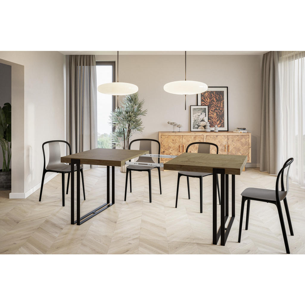 Thumbnail - Alpi-Möbel Esszimmertisch, Dunkelbraun, Schwarz, Holzwerkstoff, Rechteckig, U-Form, 80x77x120 cm, Esszimmer, Tische, Ess...