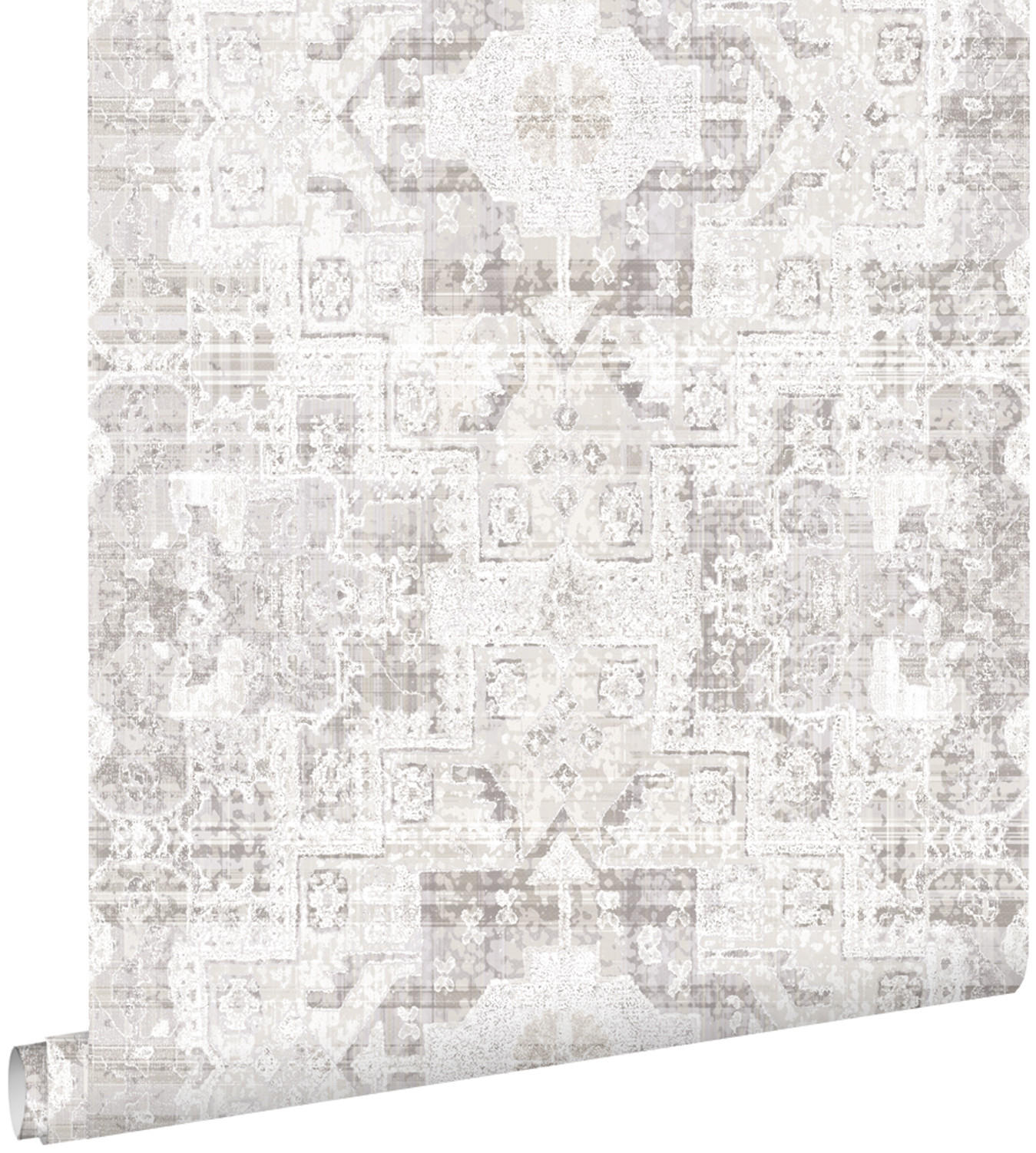 TAPETE orientalisches Kelim-Patchwork 53 cm x 10.05 m - Grau, Papier (53/1000cm) - ESTAhome