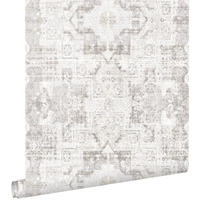 TAPETE orientalisches Kelim-Patchwork 53 cm x 10.05 m - Grau, Papier (53/1000cm) - ESTAhome