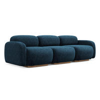 4-SITZER-SOFA Chenille Stoff Blau - Blau/Braun, Holz/Textil (270/73/95cm) - Makamii
