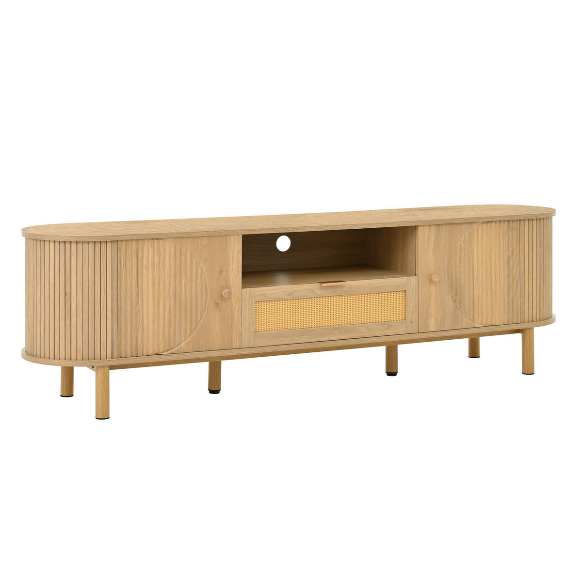TV-SCHRANK mit Rattanschublade 175 x 36 x 51 cm MDF Natur - Braun, Holzwerkstoff (36/51/175cm) - Beauniv