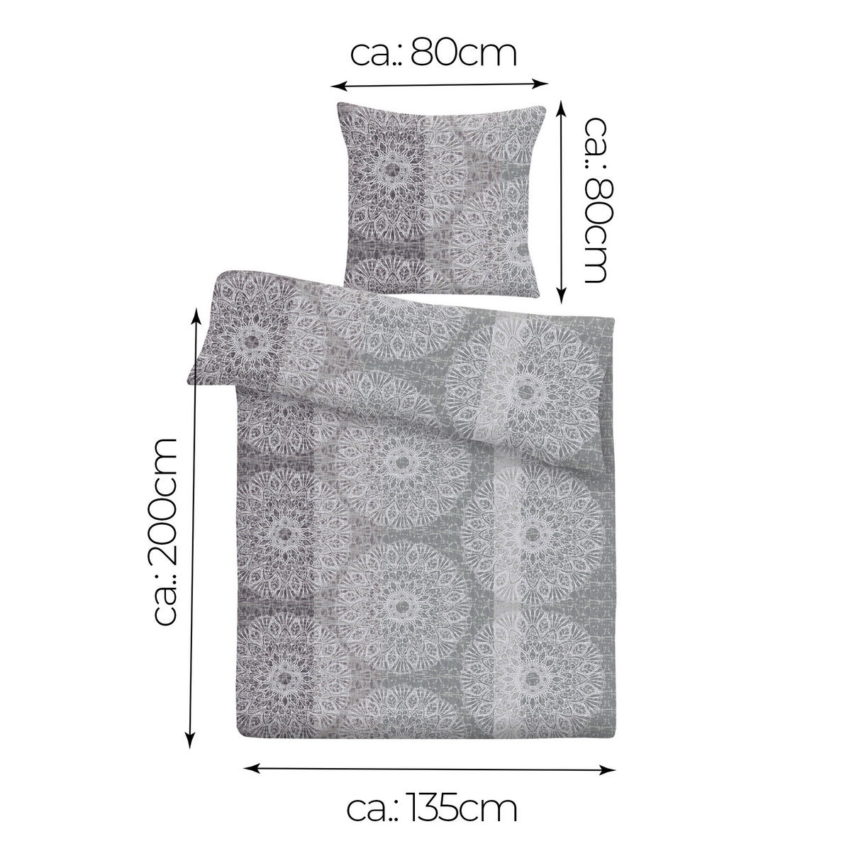 BETTWÄSCHE-SET (135x200cm) - Lanzarote - Grau, Textil (135/200cm) - Bestlivings