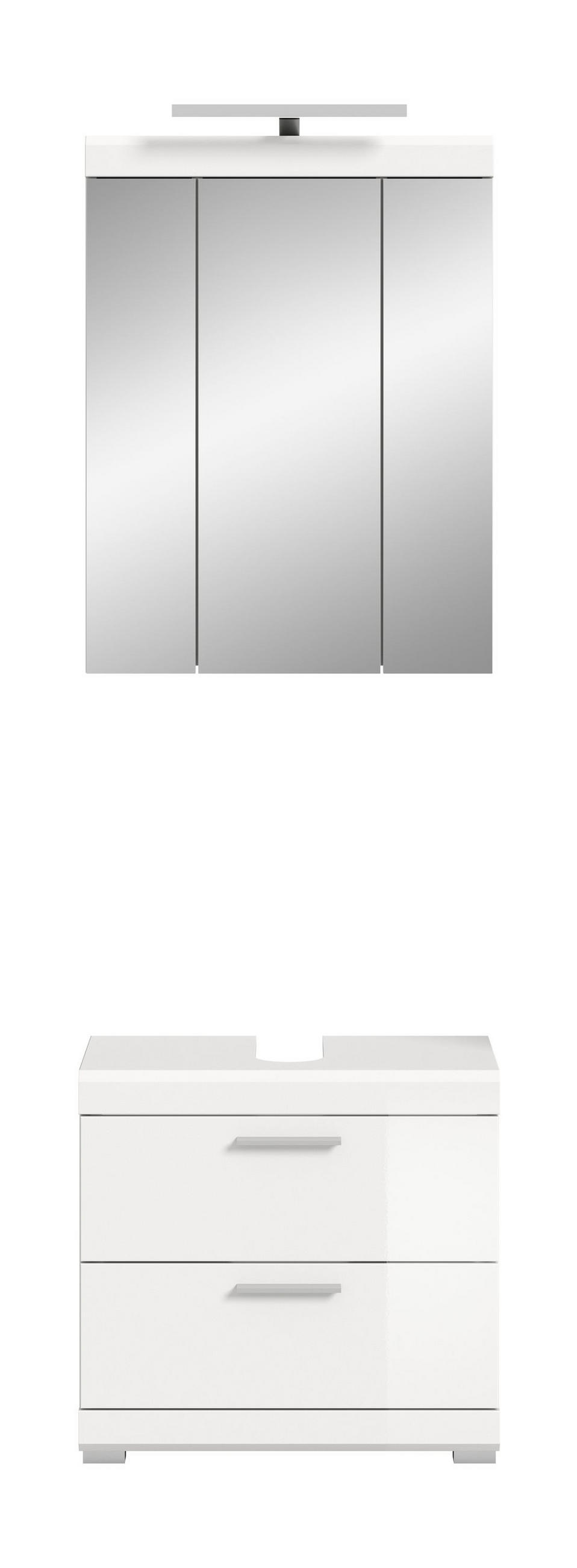 BADKOMBINATION 2tlg. Scout Bad in weiß Nachbildung und weiß hochglanz B/H/T: 60x191x34 cm - Weiß, Holz (60/191/37cm)