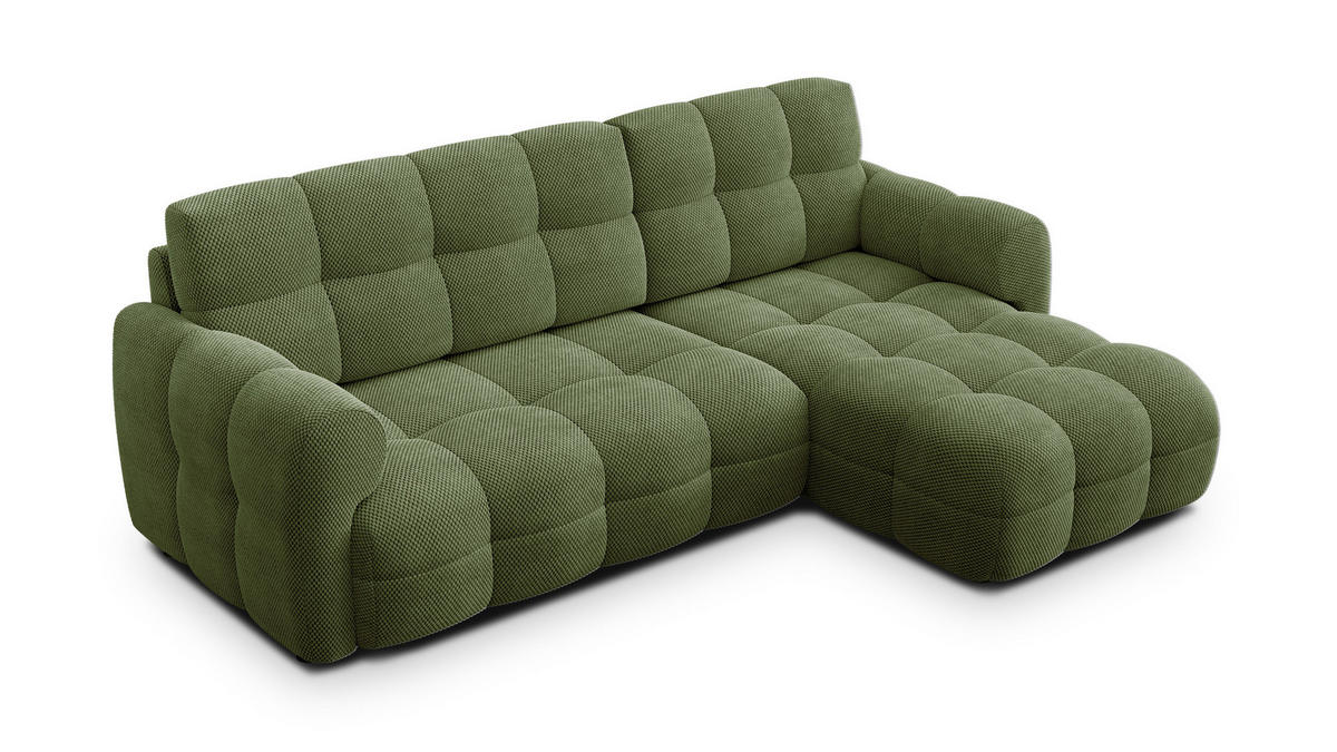 ECKSOFA MELLOW 3-Sitzer, olive - Schwarz/Grün, Holz/Textil (232/156cm) - Courtois Laville