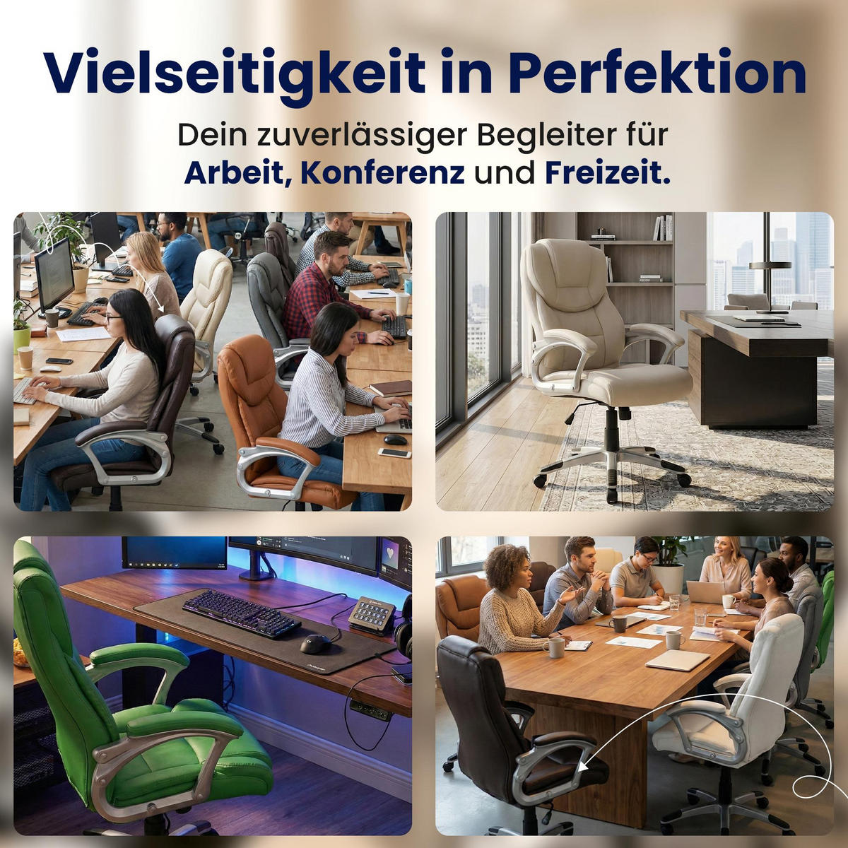 CHEFSESSEL Lederlook Weiß - Weiß/Grau, Kunststoff/Textil (65/109/73cm) - CLP