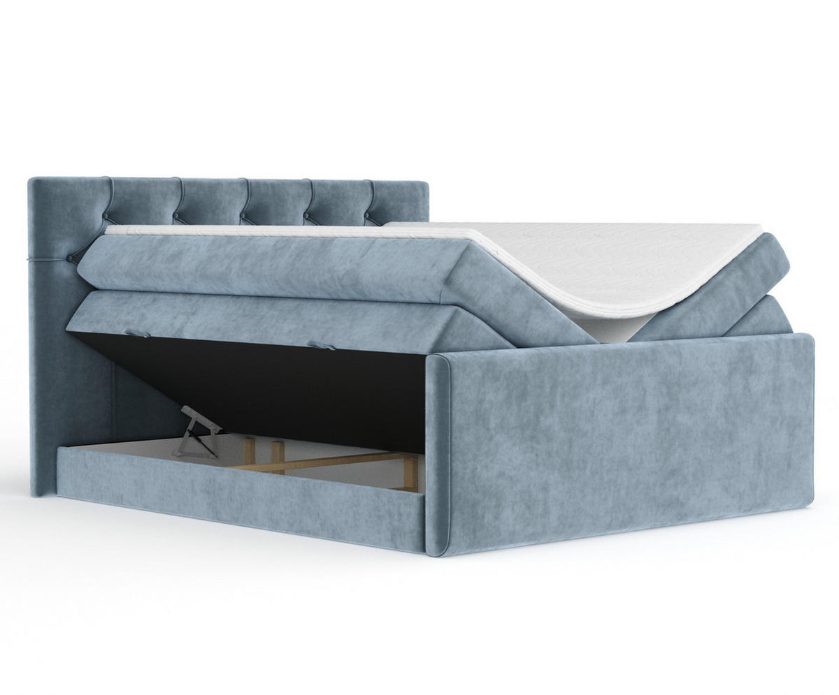 BOXSPRINGBETT Hugo Blau Grau 160/200 cm - Blaugrau/Schwarz, Holz/Holzwerkstoff (160/200cm) - Maison de Reve
