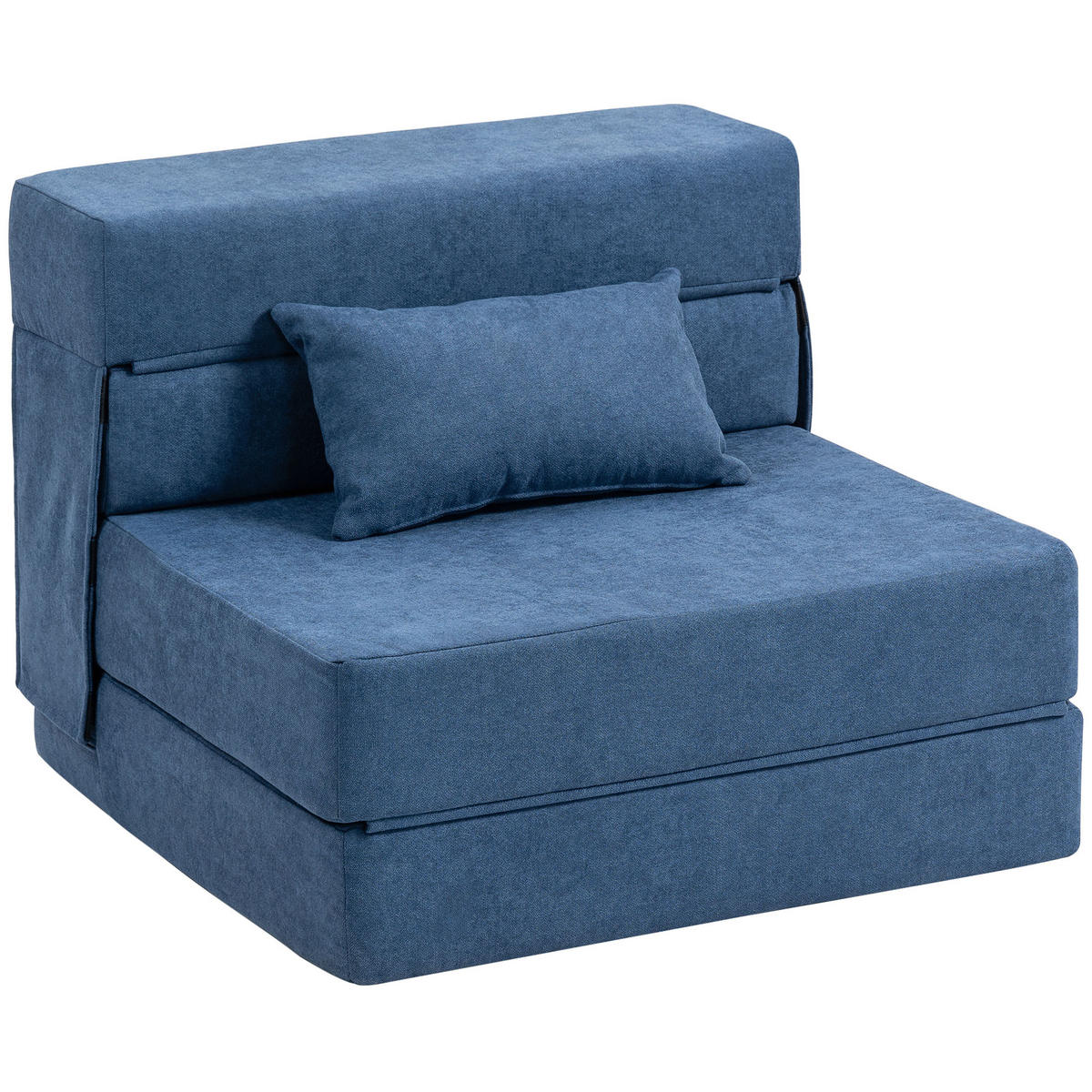 3 in 1 Schlafsessel, klappbares Schlafsofa mit Bettfunktion, Lendenkissen, Blau - Blau, Kunststoff (80/15/210cm) - HOMCOM