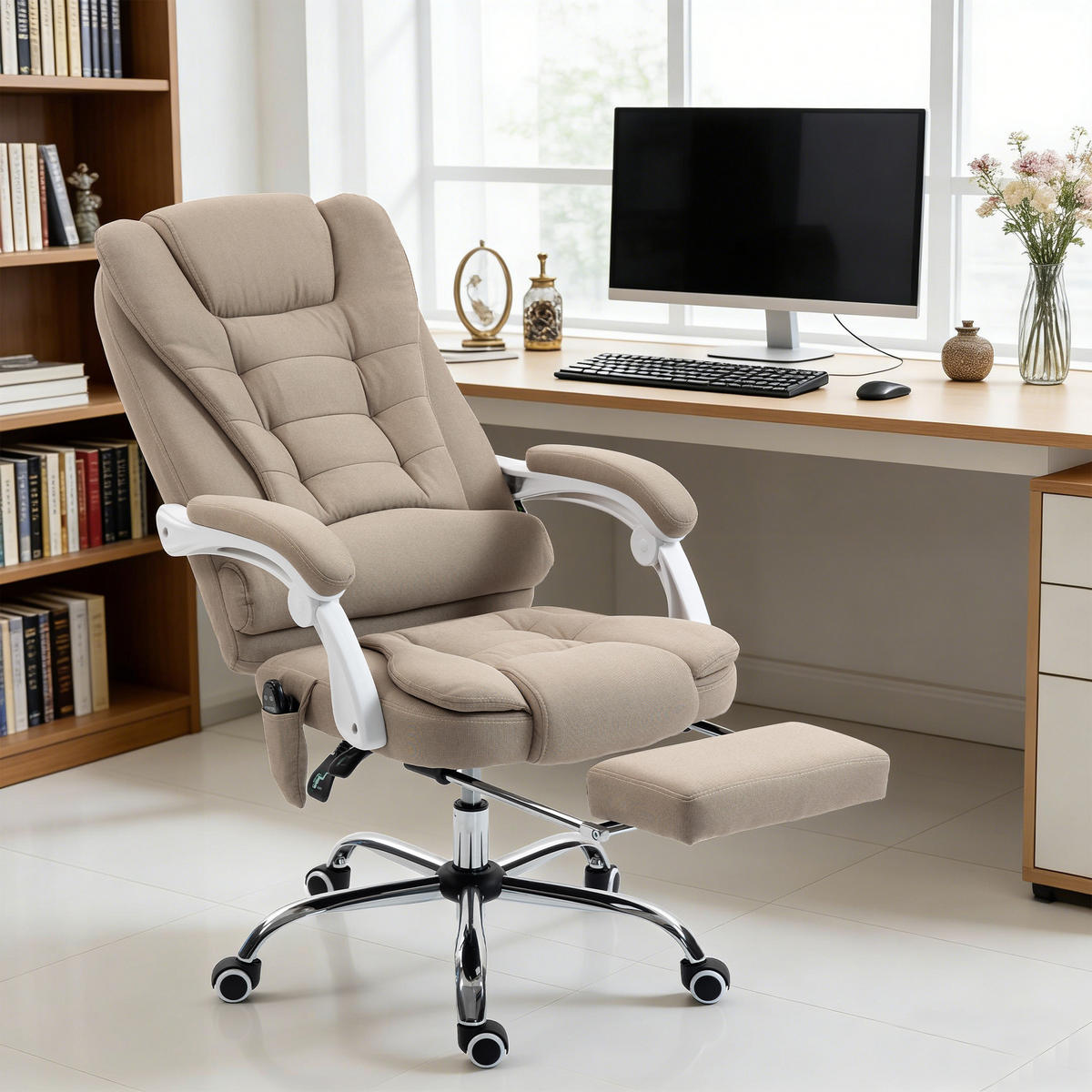 CHEFSESSEL DE-11835 Massage & Heizung Beige - Beige, Textil (70/119/65cm) - ComfortXL