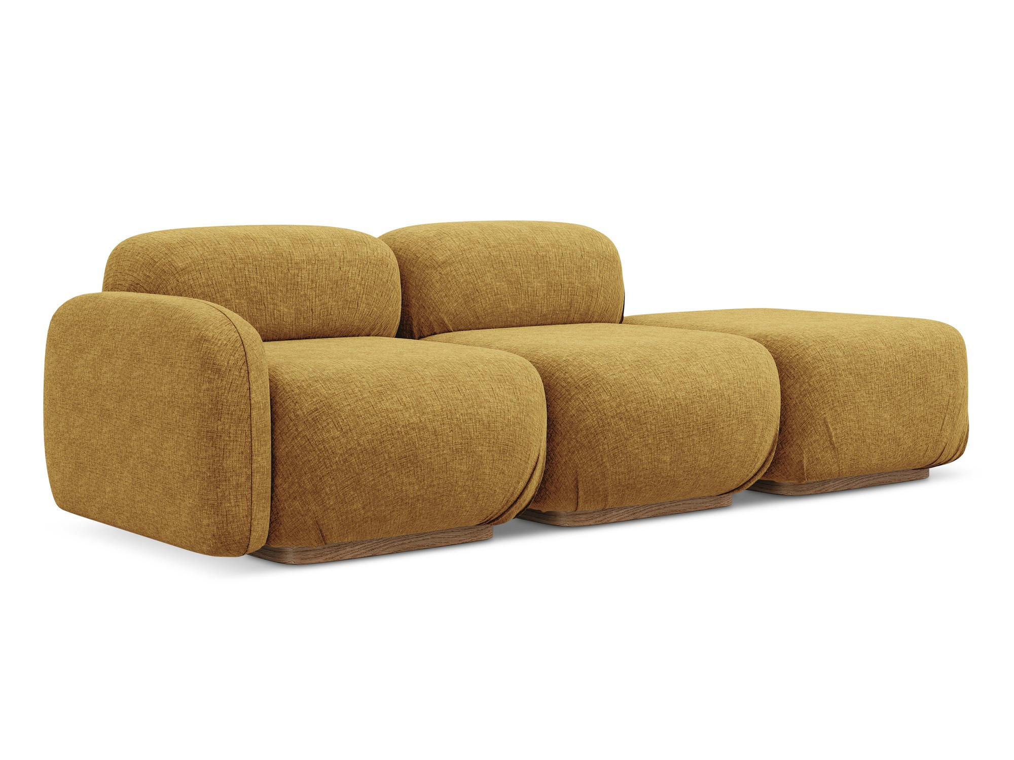 3-SITZER SOFA Rechts Chenille Stoff Gelb - Currygelb/Gelb, Holz/Textil (258/73/95cm) - Makamii