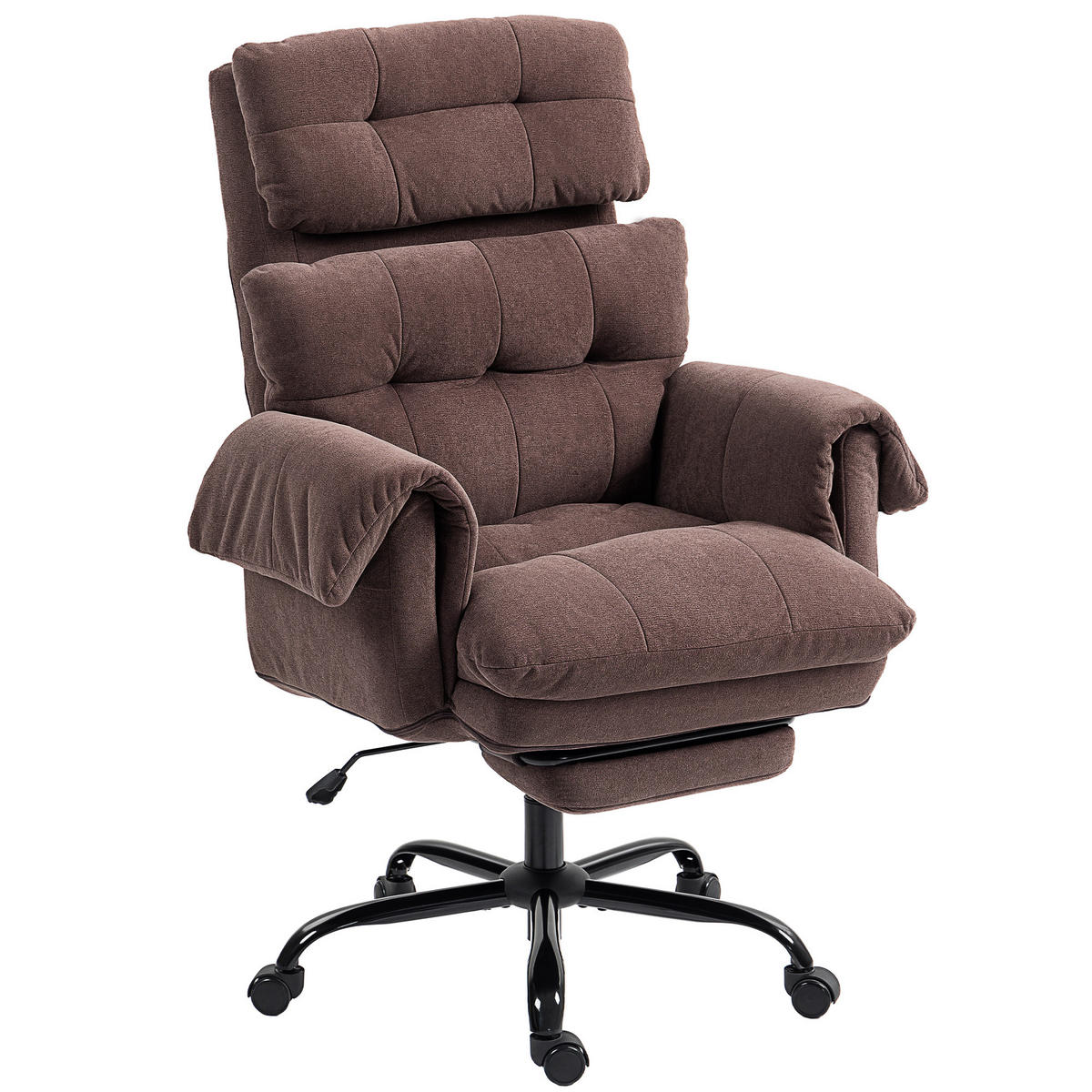 BÜROSTUHL DE-05056 Verstellbare Rückenlehne, rollbar & höhenverstellbar Braun - Braun, Metall (77/116/80cm) - ComfortXL