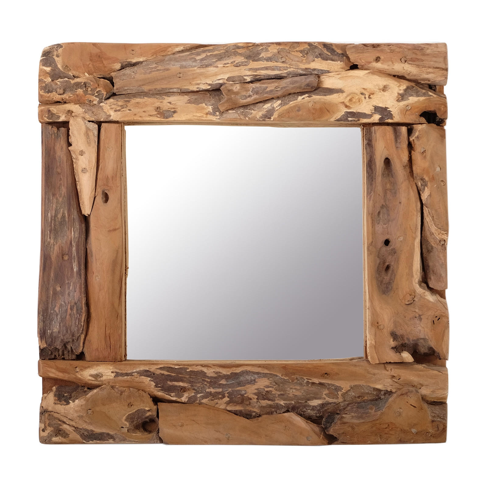 WANDSPIEGEL BEACHSIDE 50x50 cm, Teak Wurzelholz naturfarben - Braun, Holz (50/50/5cm) - DESIGN DELIGHTS