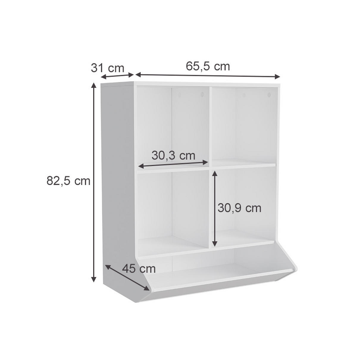 KINDERREGAL Conny Weiß 65.5 x 82.5 cm - Weiß, Holzwerkstoff (65.5/82.5/31cm) - Vicco
