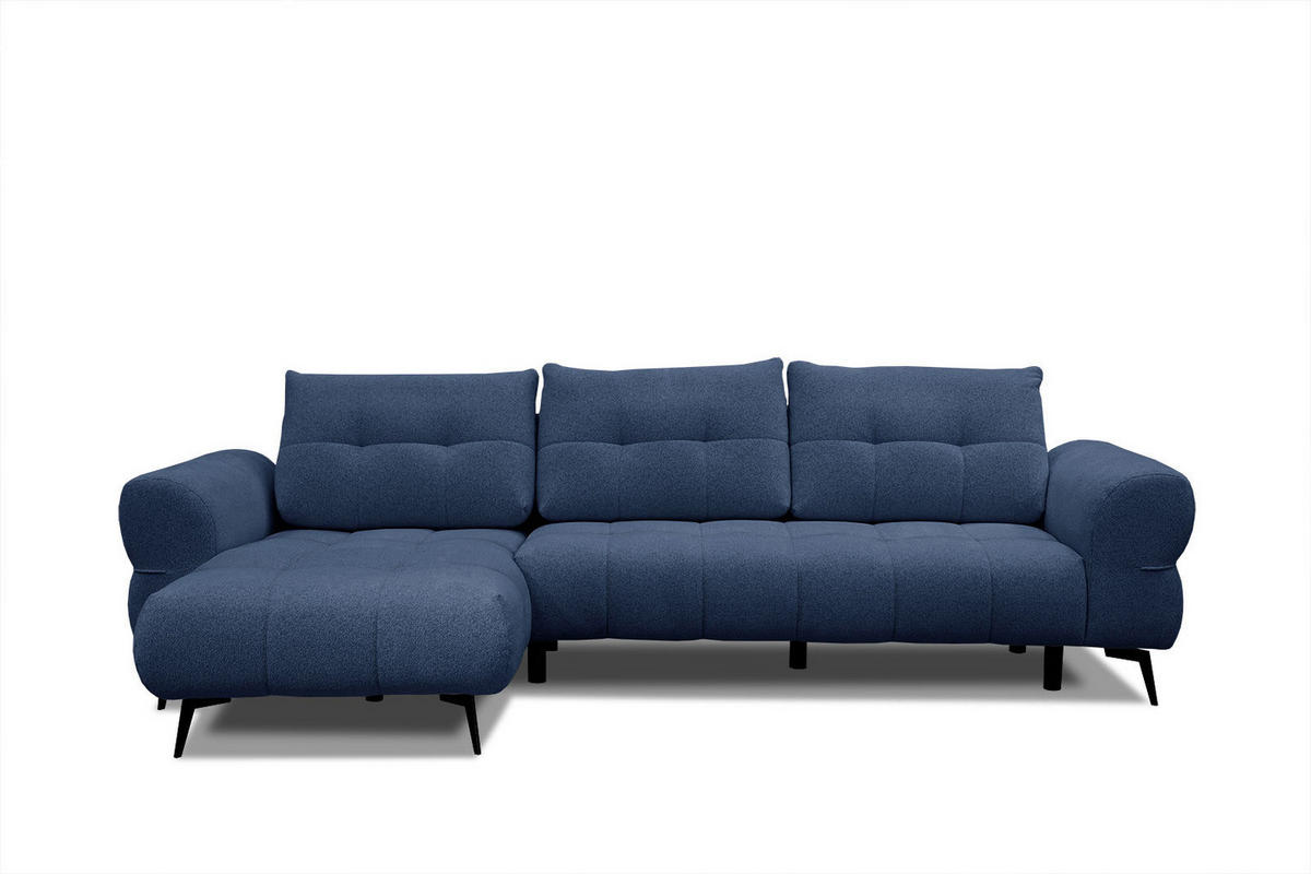 ECKSOFA SALVINI 4-Sitzer, dunkelblau - Schwarz/Dunkelblau, Holzwerkstoff/Textil (158/292cm) - Courtois Laville