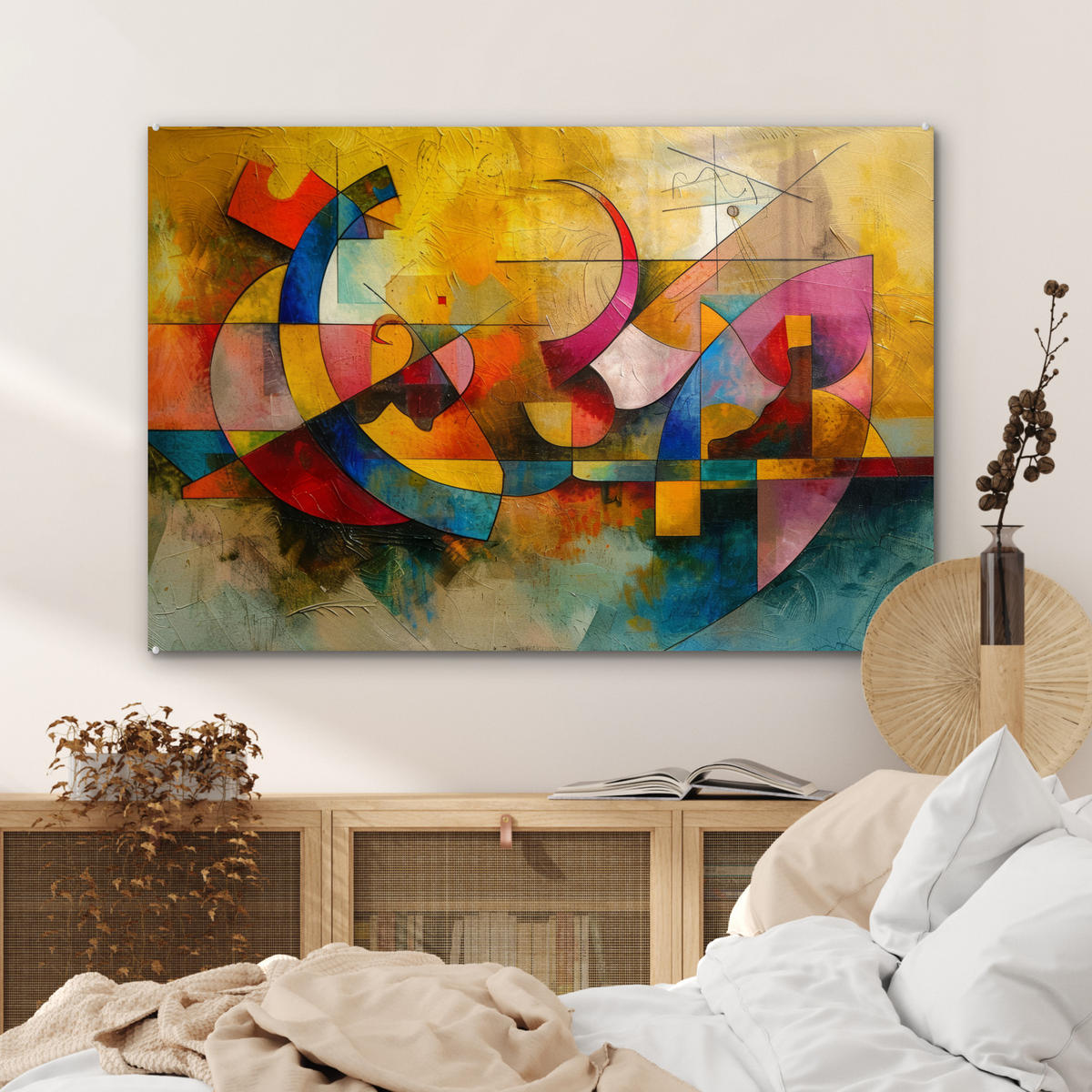 ACRYLGLASBILD Kunst - Abstrakt - Modern 90x60 cm - Gelb, Glas (90/60cm) - MuchoWow