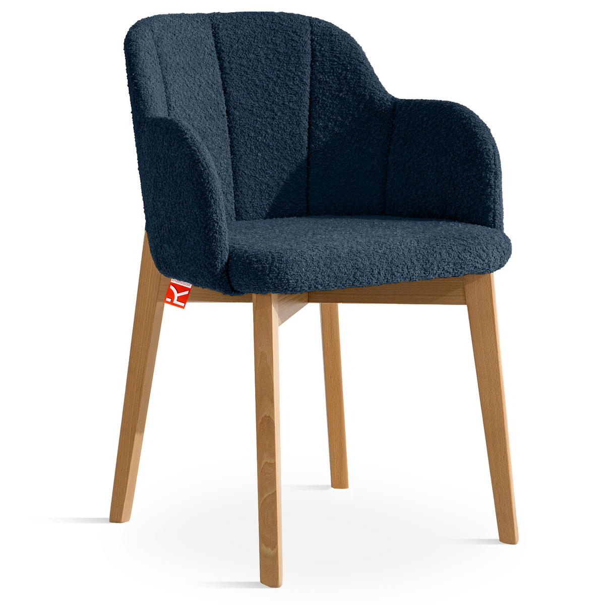 POLSTERSTUHL LONIS Esszimmerstühle 2er Set - Eichefarben/Dunkelblau, Holz/Textil (55/82/54cm) - KONSIMO®