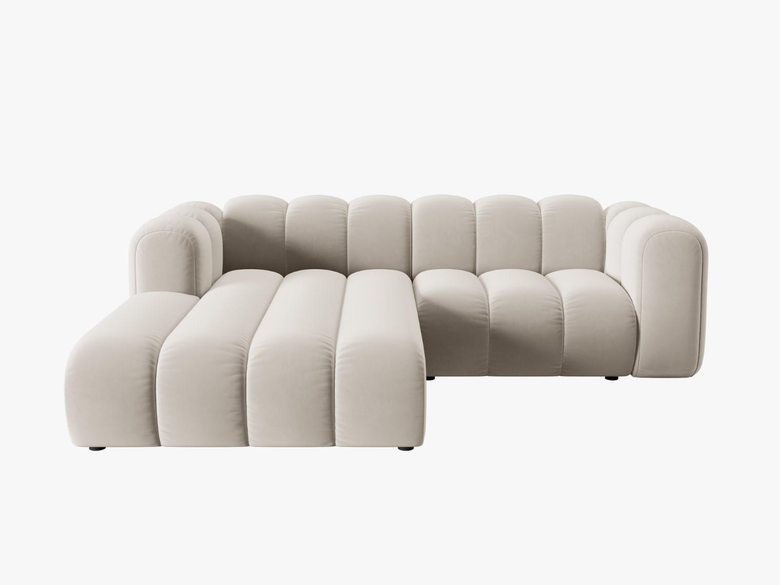 ECKSOFA modular links Lupine aus Samt beige 3 Sitzplätze - Beige, Textil (177/230cm) - Micadoni