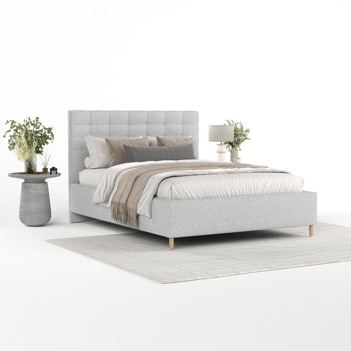 POLSTERBETT Soma 140/200 cm Hellgrau im Riva Stoff - Hellgrau/Naturfarben, Holz/Holzwerkstoff (140/200cm) - AltaBeds