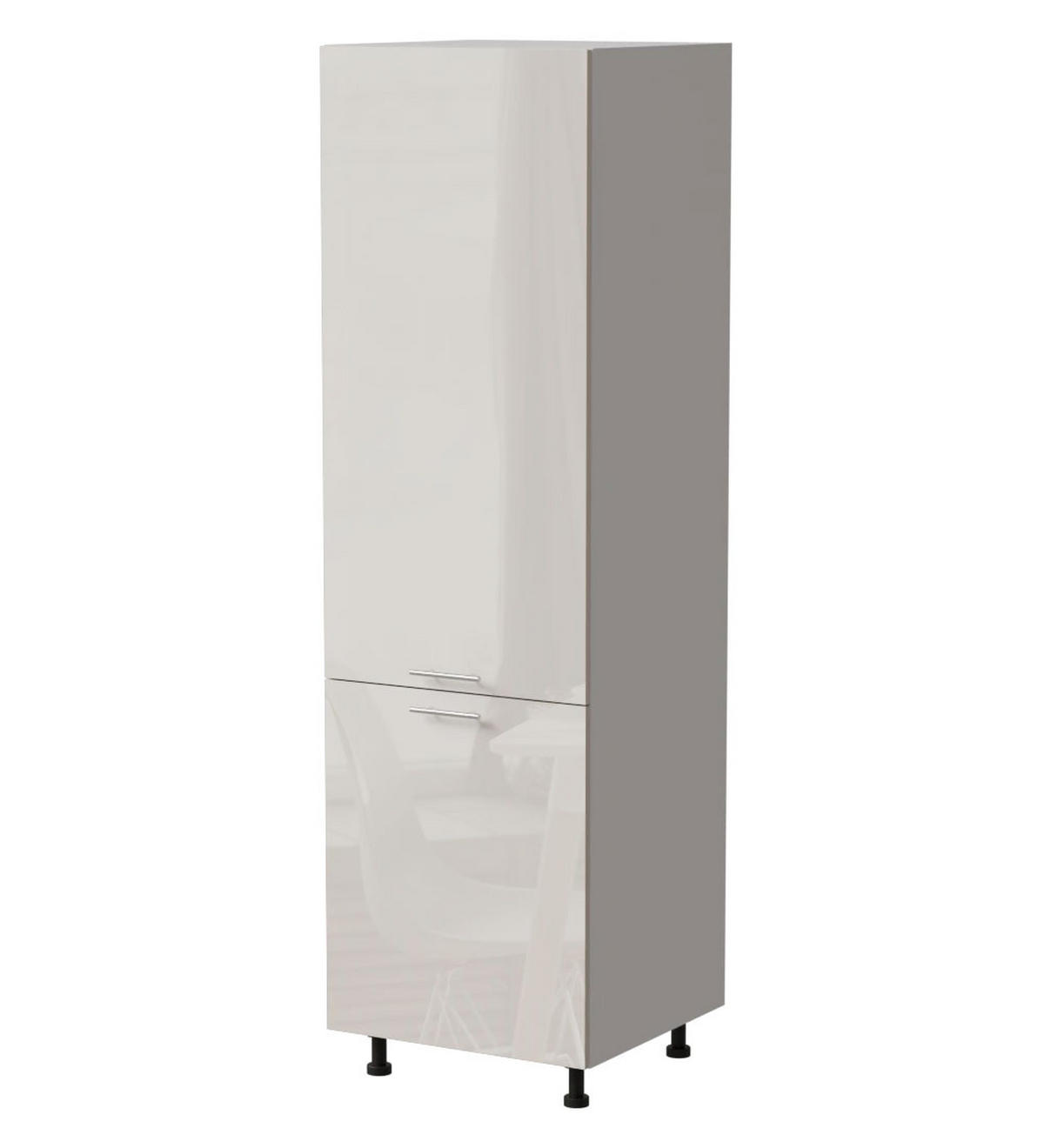 KÜHLSCHRANKUMBAUSCHRANK Brerra D14/DL/60/207 RAL 9001 creme Hochglanz / Weiß Matt 60 / 59 / 207cm - Creme/Weiß, Holz/Holzwerkstoff (60/207/59cm) - Feldmann-Wohnen