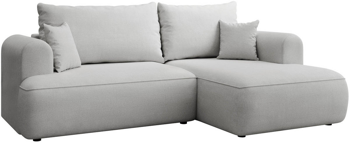 ECKSOFA Ovo Mini Hellgrau rechts - Hellgrau/Schwarz, Kunststoff/Textil (156/238cm) - Selsey