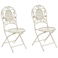 GARTENSTUHL 2er-Set Metall cremeweiß Bivio - Creme, Metall (43/93/52cm) - Beliani