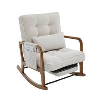 SCHAUKELSTUHL Beige Cord mit Fußstütze, Seitentaschen und verstellbarer Lehne - Beige, Textil (80/92/70cm) - Oxeza