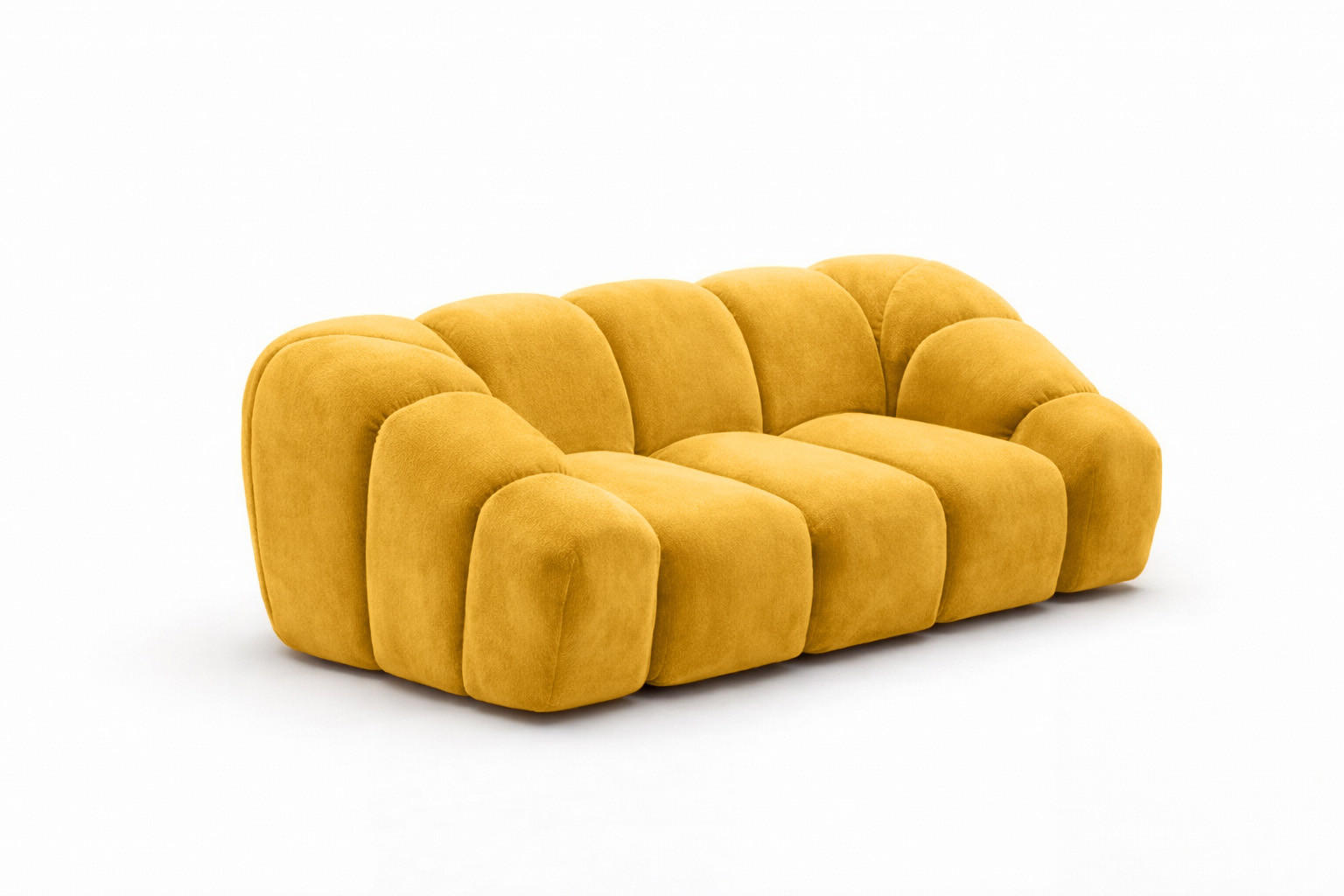 SOFA 2-Sitzer modular, Veloursstoff Bluvel, Golden, CROISSANT - Goldfarben, Holz (200/72/115cm) - Kaiser Möbel